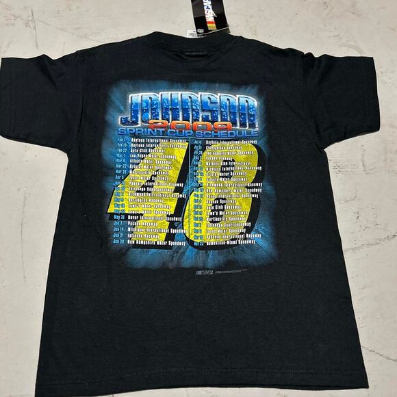 New with Tags Vintage 2009 Jimmie Johnson  Lowe’s Sprint Cup Schedule T-Shirt - Picture 2 of 4